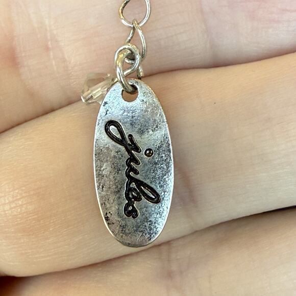 Jules B. Silver Tone Dangle Drop Flower Rhinestone Necklace 23" to 26" w/Ext. - Picture 4 of 5